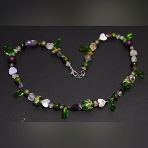 Handmade Green Glass Leaf Necklace